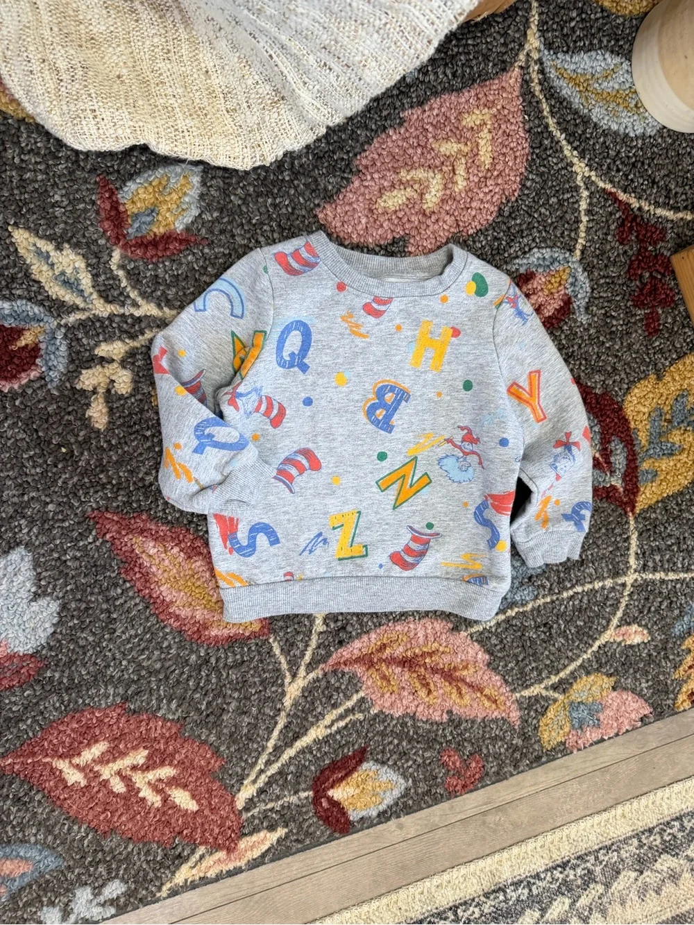 Dr. Seuss Alphabet Print Sweatshirt 2T Toddler Gray Multicolor Alphabet
